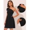 imageAllegra K Evening Cocktail Dress for Womens Party Elegant Flared One Shoulder Formal DressesBlack