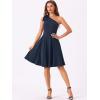 imageAllegra K Evening Cocktail Dress for Womens Party Elegant Flared One Shoulder Formal DressesDark Blue