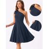imageAllegra K Evening Cocktail Dress for Womens Party Elegant Flared One Shoulder Formal DressesDark Blue