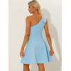 imageAllegra K Evening Cocktail Dress for Womens Party Elegant Flared One Shoulder Formal DressesLight Blue