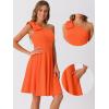 imageAllegra K Evening Cocktail Dress for Womens Party Elegant Flared One Shoulder Formal DressesOrange