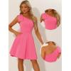 imageAllegra K Evening Cocktail Dress for Womens Party Elegant Flared One Shoulder Formal DressesShiny Pink