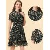 imageAllegra K Floral Dress for Womens 2024 Summer Puff Sleeve Ruffles Tiered Chiffon Smocked DressesBlack