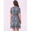 imageAllegra K Floral Dress for Womens 2024 Summer Puff Sleeve Ruffles Tiered Chiffon Smocked DressesGrey Blue