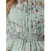 imageAllegra K Floral Dress for Womens 2024 Summer Puff Sleeve Ruffles Tiered Chiffon Smocked DressesLight Green