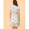 imageAllegra K Floral Dress for Womens 2024 Summer Puff Sleeve Ruffles Tiered Chiffon Smocked DressesWhite