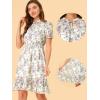 imageAllegra K Floral Dress for Womens 2024 Summer Puff Sleeve Ruffles Tiered Chiffon Smocked DressesWhite