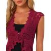 imageAllegra K Floral Lace Shrug for Womens Wedding Guest Cap Sleeve Formal Sheer Bolero CardiganBurgundy