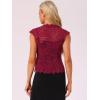 imageAllegra K Floral Lace Shrug for Womens Wedding Guest Cap Sleeve Formal Sheer Bolero CardiganBurgundy