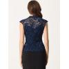 imageAllegra K Floral Lace Shrug for Womens Wedding Guest Cap Sleeve Formal Sheer Bolero CardiganDark Blue
