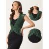 imageAllegra K Floral Lace Shrug for Womens Wedding Guest Cap Sleeve Formal Sheer Bolero CardiganDark Green
