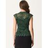 imageAllegra K Floral Lace Shrug for Womens Wedding Guest Cap Sleeve Formal Sheer Bolero CardiganDark Green