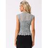 imageAllegra K Floral Lace Shrug for Womens Wedding Guest Cap Sleeve Formal Sheer Bolero CardiganGrey