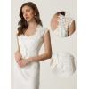 imageAllegra K Floral Lace Shrug for Womens Wedding Guest Cap Sleeve Formal Sheer Bolero CardiganWhite