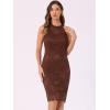 imageAllegra K Halter Formal Dress for Womens Sleeveless Bodycon Wedding Guest Cocktail Lace Sheath DressBrown