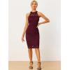 imageAllegra K Halter Formal Dress for Womens Sleeveless Bodycon Wedding Guest Cocktail Lace Sheath DressBurgundy