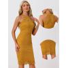 imageAllegra K Halter Formal Dress for Womens Sleeveless Bodycon Wedding Guest Cocktail Lace Sheath DressDark Yellow