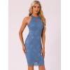 imageAllegra K Halter Formal Dress for Womens Sleeveless Bodycon Wedding Guest Cocktail Lace Sheath DressGrey Blue