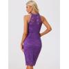 imageAllegra K Halter Formal Dress for Womens Sleeveless Bodycon Wedding Guest Cocktail Lace Sheath DressPurple