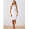 imageAllegra K Halter Formal Dress for Womens Sleeveless Bodycon Wedding Guest Cocktail Lace Sheath DressWhite