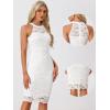 imageAllegra K Halter Formal Dress for Womens Sleeveless Bodycon Wedding Guest Cocktail Lace Sheath DressWhite