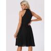 imageAllegra K Pleated Dress for Womens Sleeveless 2024 Summer Bow Tie Neck Party Cocktail DressesBlack