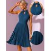 imageAllegra K Pleated Dress for Womens Sleeveless 2024 Summer Bow Tie Neck Party Cocktail DressesNavy Blue