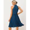 imageAllegra K Pleated Dress for Womens Sleeveless 2024 Summer Bow Tie Neck Party Cocktail DressesNavy Blue