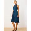 imageAllegra K Pleated Dress for Womens Sleeveless 2024 Summer Bow Tie Neck Party Cocktail DressesNavy Blue