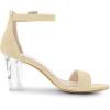 imageAllegra K Womens Ankle Strap Clear Heel Chunky Heels SandalsBeige