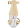 imageAllegra K Womens Ankle Strap Clear Heel Chunky Heels SandalsBeige