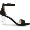 imageAllegra K Womens Ankle Strap Clear Heel Chunky Heels SandalsBlack