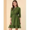 imageAllegra K Womens Casual Dresses 34 Sleeve Summer Boho Chiffon Wedding Guest DressArmy Green