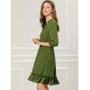 imageAllegra K Womens Casual Dresses 34 Sleeve Summer Boho Chiffon Wedding Guest DressArmy Green