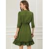 imageAllegra K Womens Casual Dresses 34 Sleeve Summer Boho Chiffon Wedding Guest DressArmy Green
