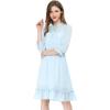 imageAllegra K Womens Casual Dresses 34 Sleeve Summer Boho Chiffon Wedding Guest DressBlue