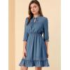 imageAllegra K Womens Casual Dresses 34 Sleeve Summer Boho Chiffon Wedding Guest DressBlue Grey
