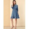 imageAllegra K Womens Casual Dresses 34 Sleeve Summer Boho Chiffon Wedding Guest DressBlue Grey