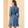 imageAllegra K Womens Casual Dresses 34 Sleeve Summer Boho Chiffon Wedding Guest DressBlue Grey