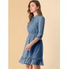 imageAllegra K Womens Casual Dresses 34 Sleeve Summer Boho Chiffon Wedding Guest DressBlue Grey