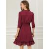 imageAllegra K Womens Casual Dresses 34 Sleeve Summer Boho Chiffon Wedding Guest DressBurgundy