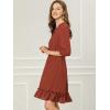 imageAllegra K Womens Casual Dresses 34 Sleeve Summer Boho Chiffon Wedding Guest DressCaramelo