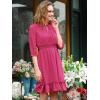 imageAllegra K Womens Casual Dresses 34 Sleeve Summer Boho Chiffon Wedding Guest DressFushcia