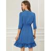 imageAllegra K Womens Casual Dresses 34 Sleeve Summer Boho Chiffon Wedding Guest DressIndigo
