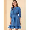imageAllegra K Womens Casual Dresses 34 Sleeve Summer Boho Chiffon Wedding Guest DressIndigo