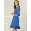 imageAllegra K Womens Casual Dresses 34 Sleeve Summer Boho Chiffon Wedding Guest DressIndigo