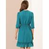 imageAllegra K Womens Casual Dresses 34 Sleeve Summer Boho Chiffon Wedding Guest DressLake Green