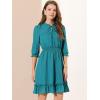 imageAllegra K Womens Casual Dresses 34 Sleeve Summer Boho Chiffon Wedding Guest DressLake Green