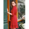 imageAllegra K Womens Casual Dresses 34 Sleeve Summer Boho Chiffon Wedding Guest DressRed