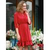 imageAllegra K Womens Casual Dresses 34 Sleeve Summer Boho Chiffon Wedding Guest DressRed